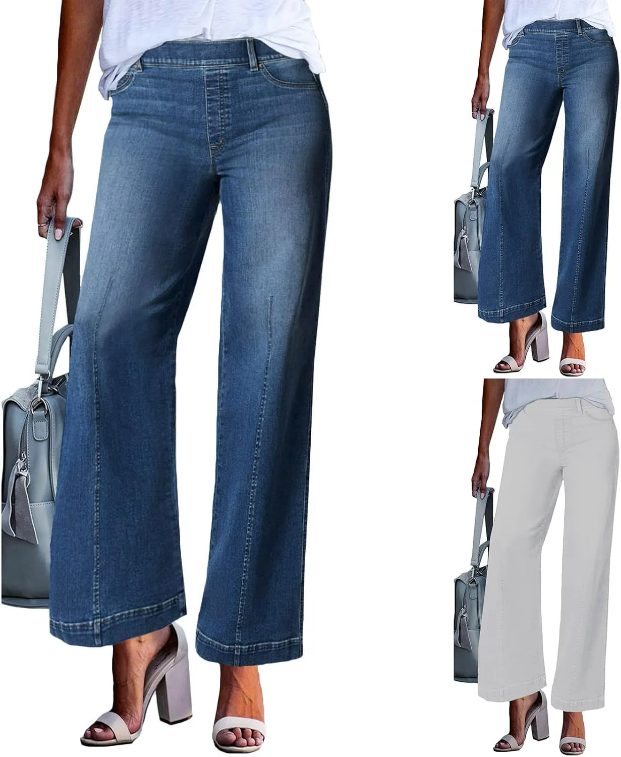 Джинсы с эластичной талией для женщин Casual Baggy Pull On Wide Leg
Джинсы с эластичной талией для женщин Casual Baggy Pull On Wide Leg