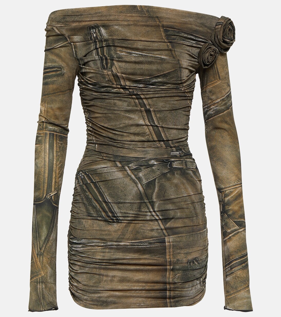 Мини-платье с открытыми плечами и принтом Blumarine, серый
Мини-платье с открытыми плечами и принтом Blumarine, серый