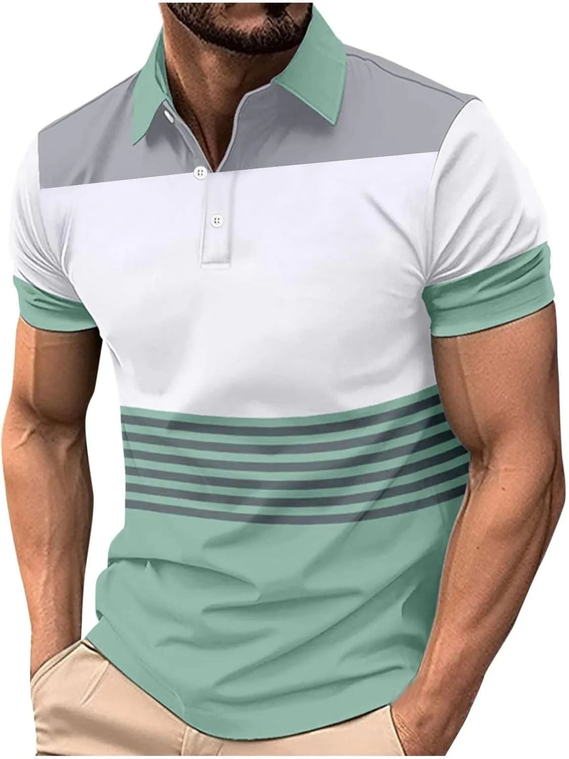 Мужская поло с коротким рукавом Moisture Wicking, летняя полосатая
Мужская поло с коротким рукавом Moisture Wicking, летняя полосатая