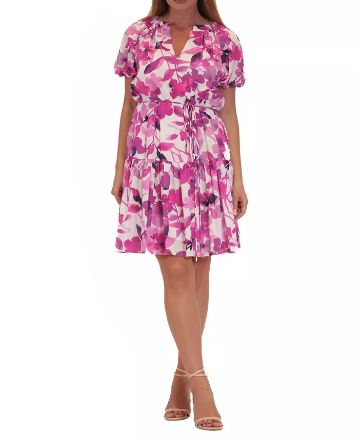 Женское платье с цветочным принтом, разрезом на шее и завязкой на талии julia jordan, розовый
Женское платье с цветочным принтом, разрезом на шее и завязкой на талии julia jordan, розовый