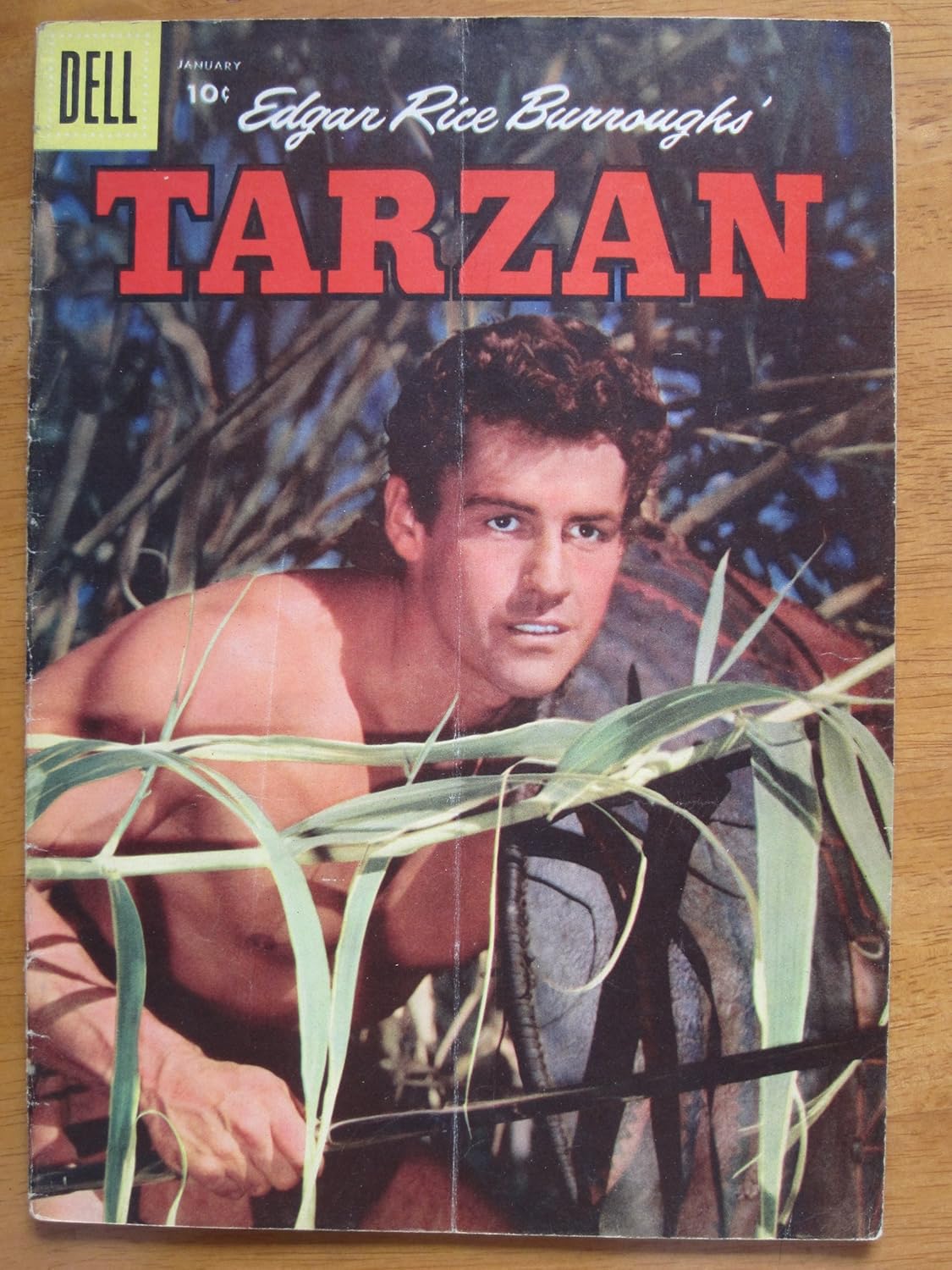 Tarzan #88, January 1957. Jesse Marsh, Russ Manning art. Photo cover (Dell Comics)
Tarzan #88, January 1957. Jesse Marsh, Russ Manning art. Photo cover (Dell Comics)