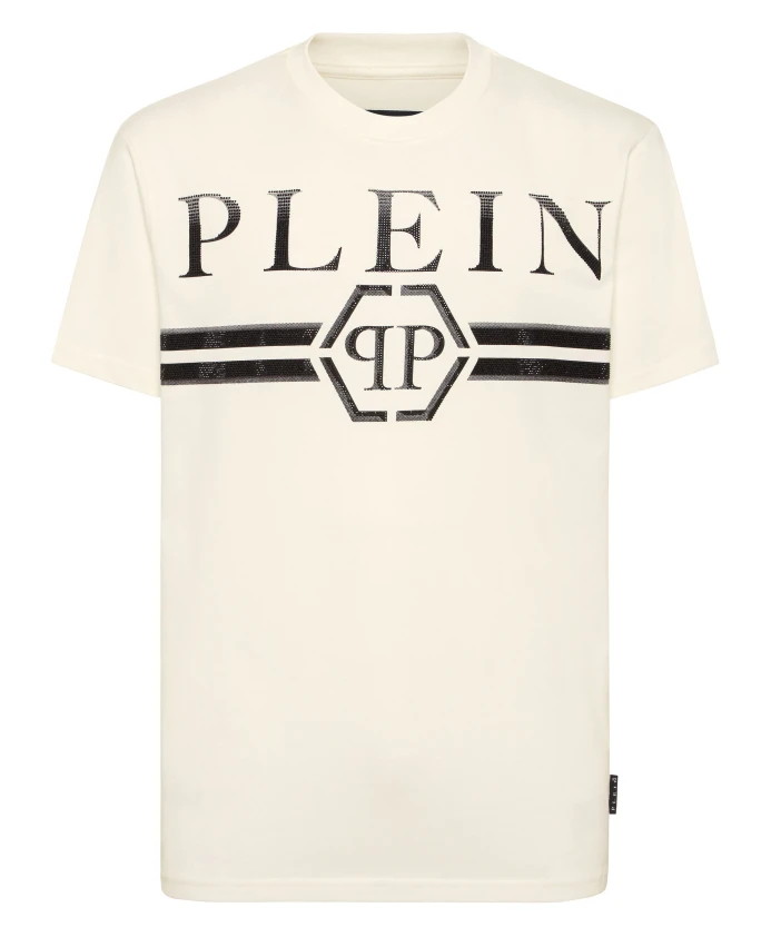 Футболка с круглым вырезом, украшенная полосками из камней. Philipp Plein, бежевый
Футболка с круглым вырезом, украшенная полосками из камней. Philipp Plein, бежевый