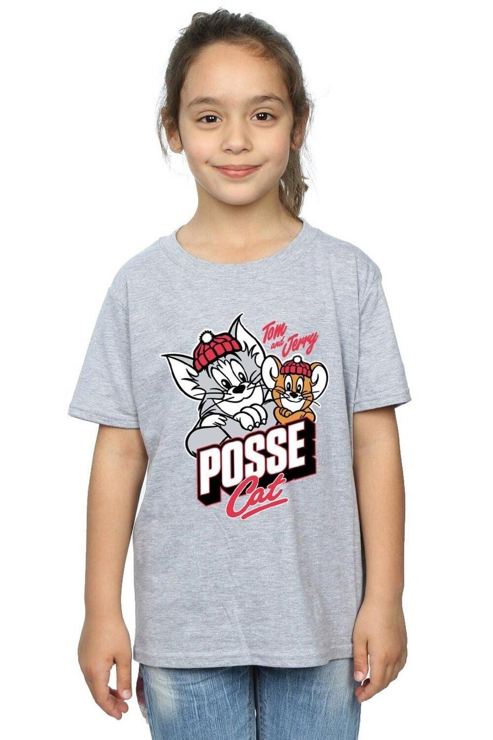 Хлопковая футболка Posse Cat Tom & Jerry, серый 
Хлопковая футболка Posse Cat Tom & Jerry, серый