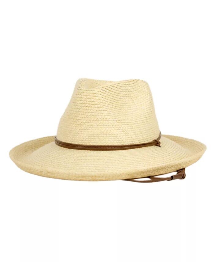 Соломенная шляпа-федора от солнца со шнурком на подбородке Angela & William, бежевый 
Соломенная шляпа-федора от солнца со шнурком на подбородке Angela & William, бежевый