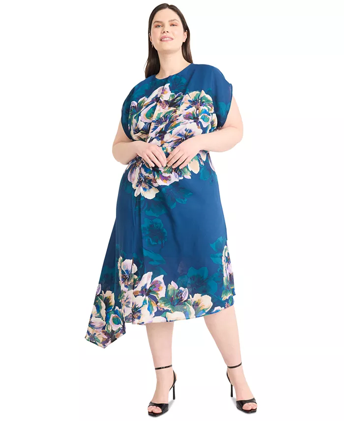 Платье А-силуэта с круглым вырезом и принтом больших размеров Maggy London, синий
Платье А-силуэта с круглым вырезом и принтом больших размеров Maggy London, синий