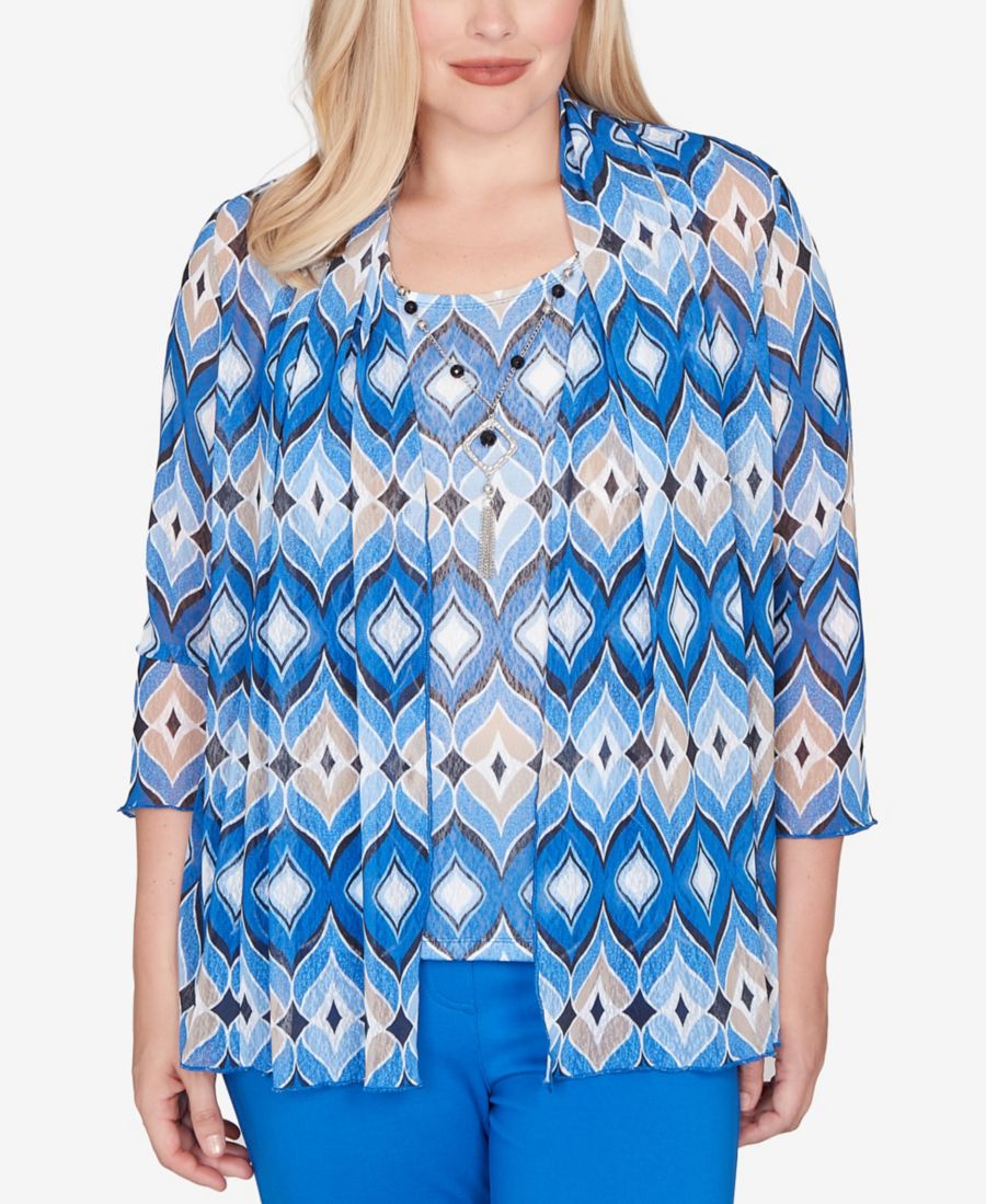 Топ Barcelona Geometric Mesh 2-в-1 с ожерельем Alfred Dunner, Cobalt Blue
Топ Barcelona Geometric Mesh 2-в-1 с ожерельем Alfred Dunner, Cobalt Blue