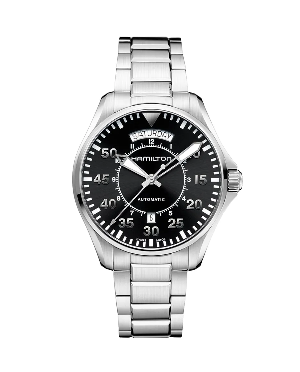 Мужские часы Khaki Aviation Pilot Day Date 42 мм с автоматическим механизмом H64615135 из стали с календарем Hamilton, серебряный
Мужские часы Khaki Aviation Pilot Day Date 42 мм с автоматическим механизмом H64615135 из стали с календарем Hamilton, серебряный