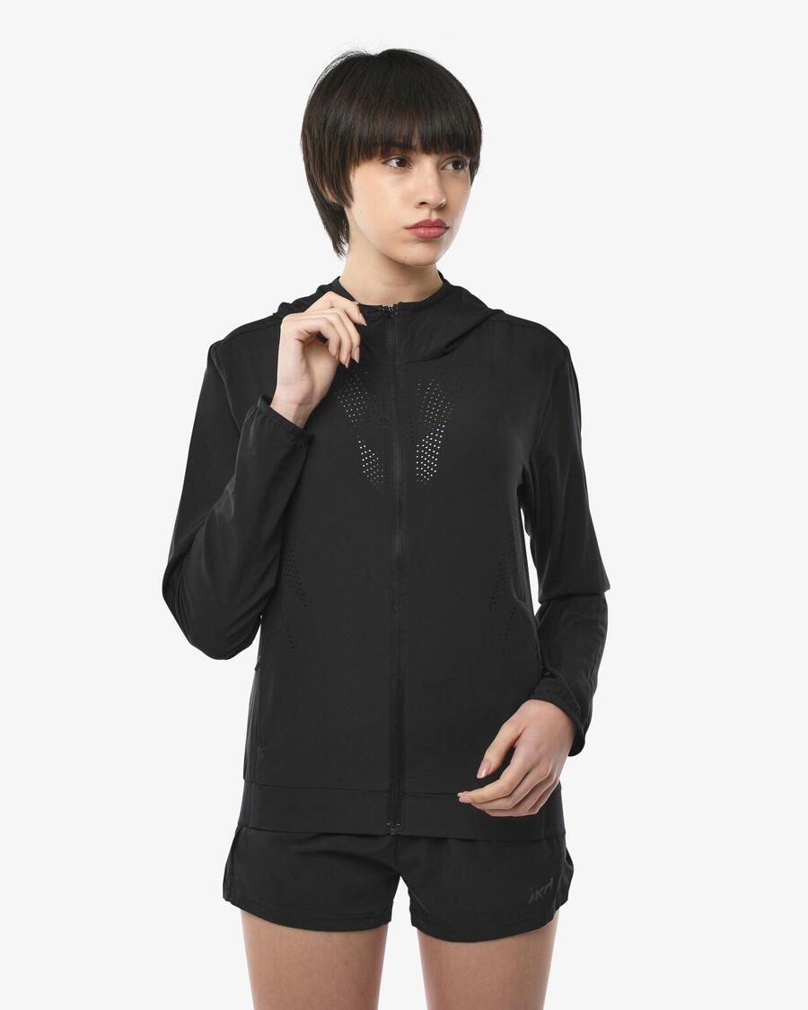 JAKED черная женская толстовка из синтетического материала для фитнеса
JAKED черная женская толстовка из синтетического материала для фитнеса