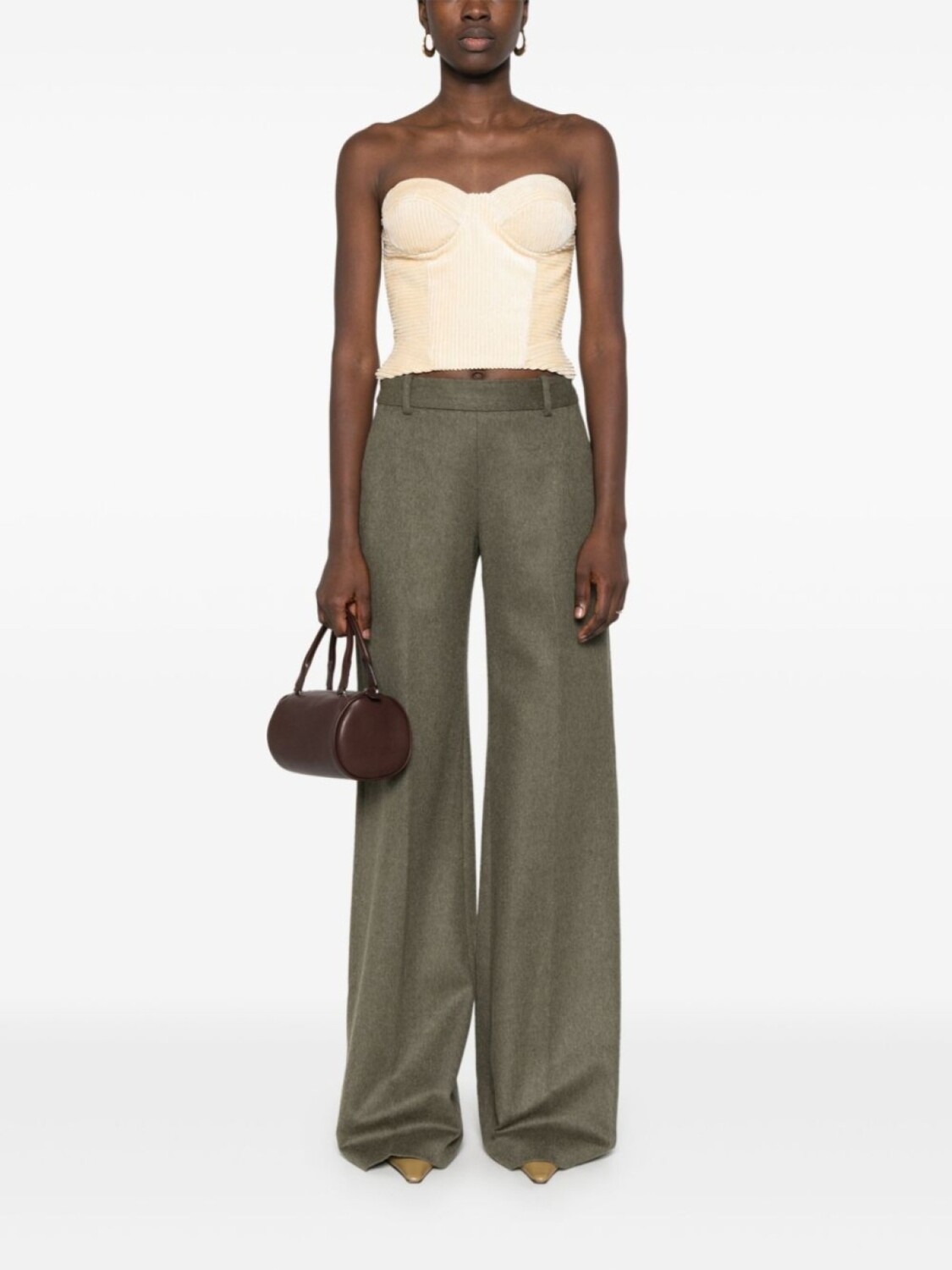 Топ-бюстье из ребристого бархата Ermanno Scervino, нейтральный цвет 
Топ-бюстье из ребристого бархата Ermanno Scervino, нейтральный цвет