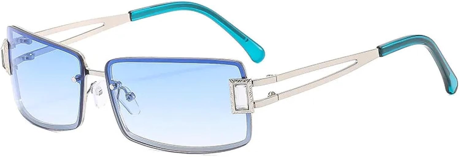 Модные солнцезащитные очки в маленькой безободковой оправе с драгоценными камнями, металлические, женские, с защитой от УФ-излучения UV400 MWTSYSQ, Silver Gradient Blue
Модные солнцезащитные очки в маленькой безободковой оправе с драгоценными камнями, металлические, женские, с защитой от УФ-излучения UV400 MWTSYSQ, Silver Gradient Blue