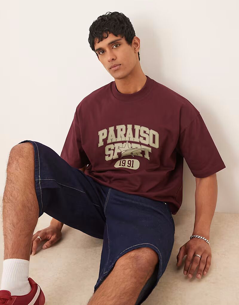 Футболка свободного кроя ASOS DESIGN, плотная, с принтом бордового цвета
Футболка свободного кроя ASOS DESIGN, плотная, с принтом бордового цвета