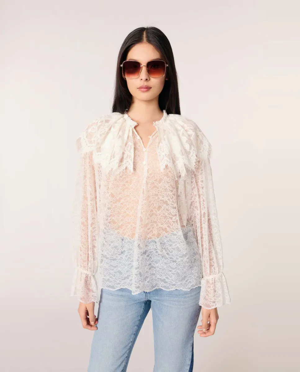 Женская блузка из кружева с рюшами Maje, белый
Женская блузка из кружева с рюшами Maje, белый