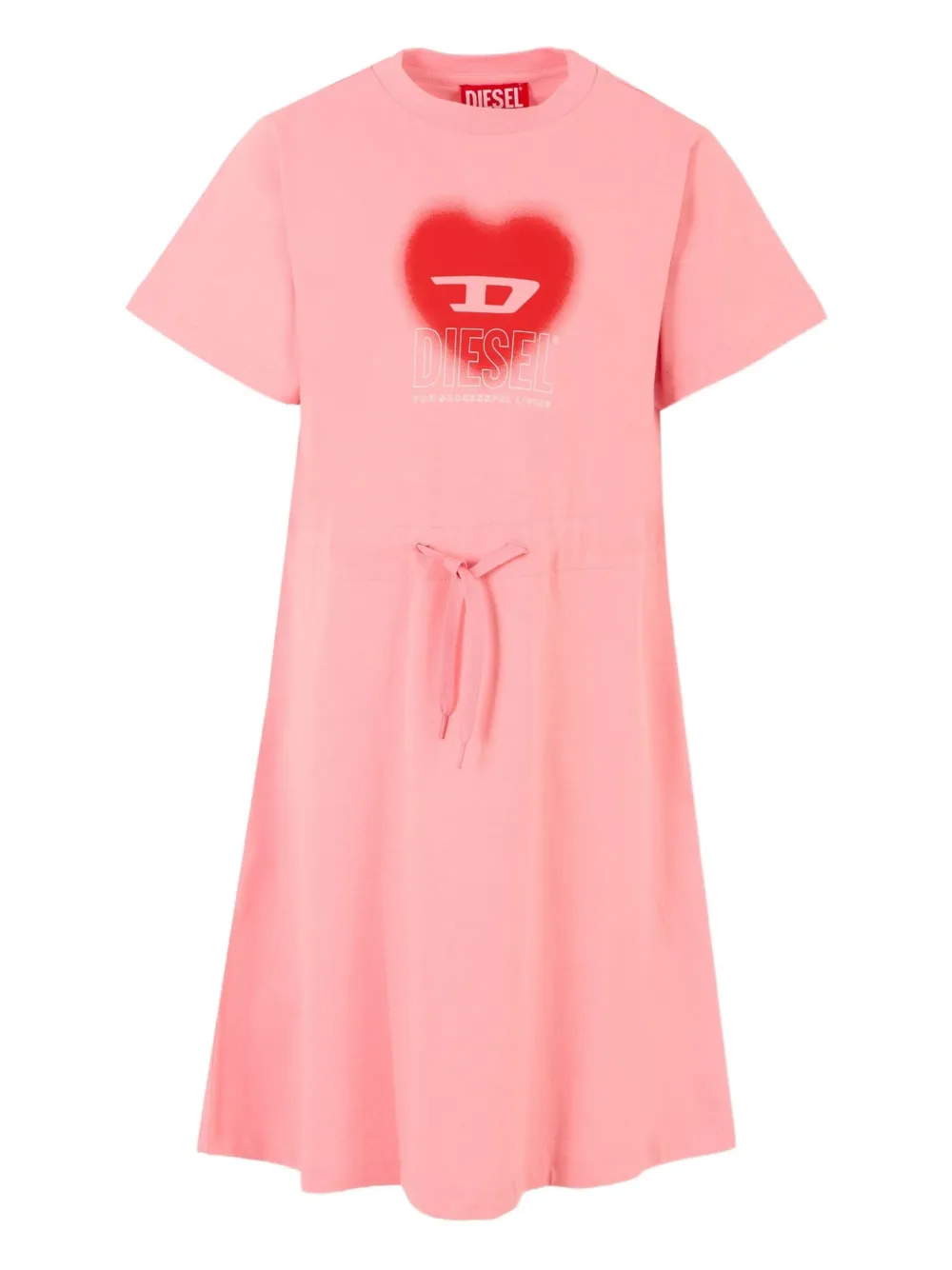 Платье с кулиской и логотипом Diesel Kids, розовый 
Платье с кулиской и логотипом Diesel Kids, розовый