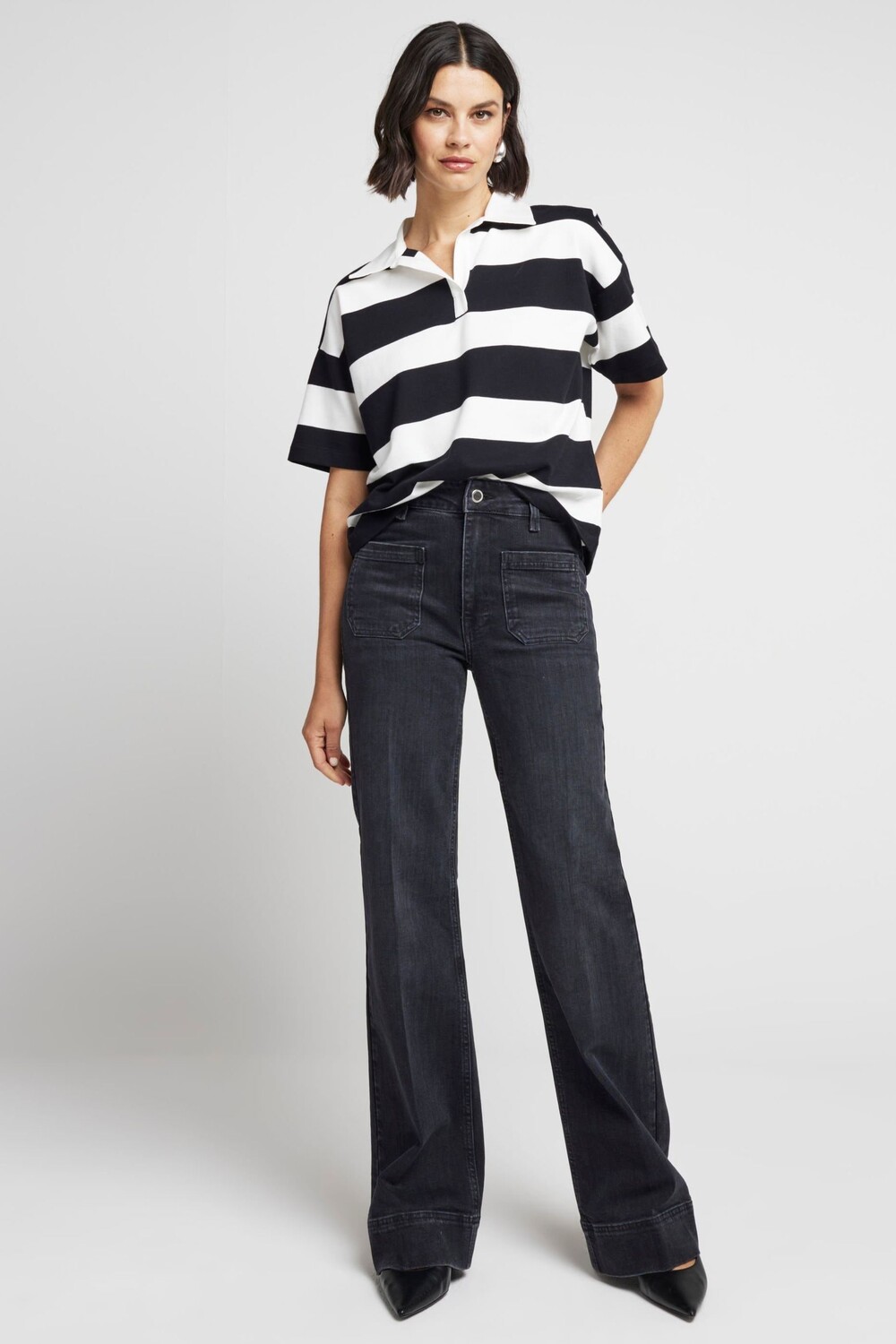 Широкие джинсы с высокой посадкой River Island, черный
Широкие джинсы с высокой посадкой River Island, черный