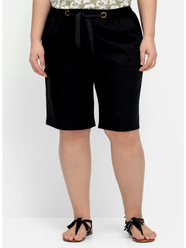Тканевые шорты sheego, черный 
Тканевые шорты sheego, черный