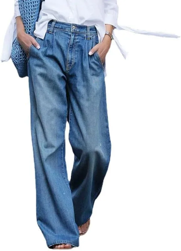 Женские джинсы Relaxed Wide Leg, Casual, High Waisted, Loose Fit, темные, в винтажном стиле
Женские джинсы Relaxed Wide Leg, Casual, High Waisted, Loose Fit, темные, в винтажном стиле