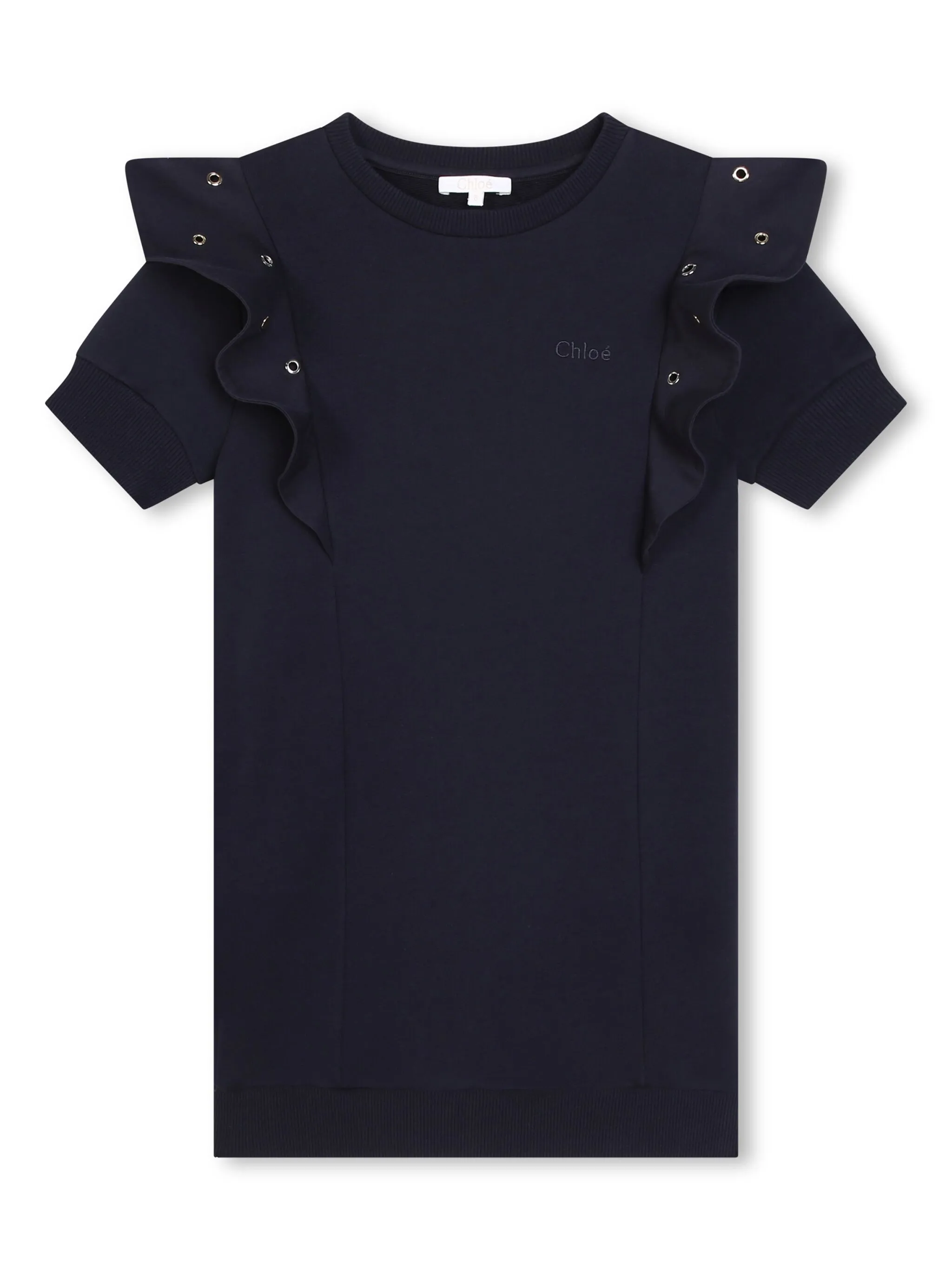 Платье из органического хлопка с люверсами Chloé Kids, черный
Платье из органического хлопка с люверсами Chloé Kids, черный