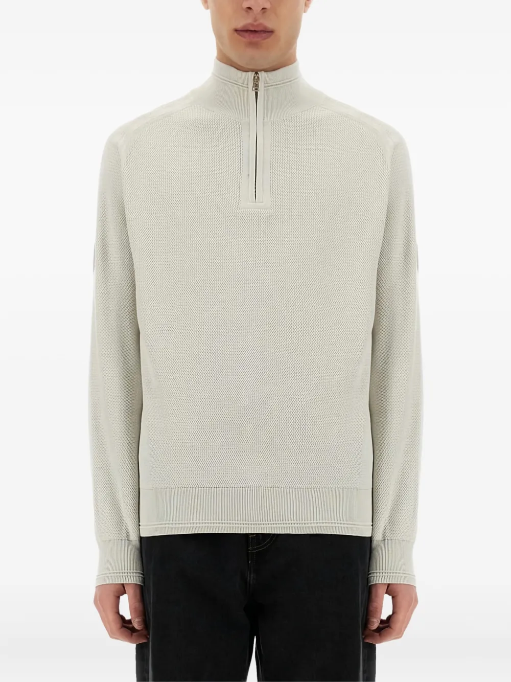 Свитер с воротником на молнии и логотипом Belstaff, белый 
Свитер с воротником на молнии и логотипом Belstaff, белый