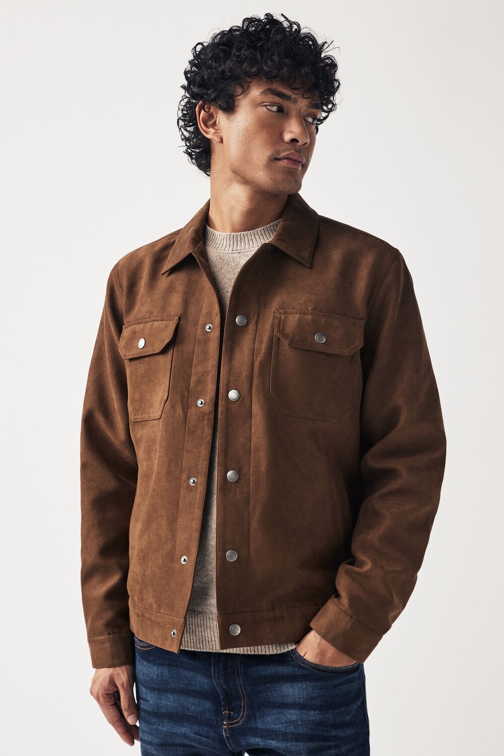 Куртка дальнобойщика из искусственной замши с воротником Next, коричневый
Куртка дальнобойщика из искусственной замши с воротником Next, коричневый