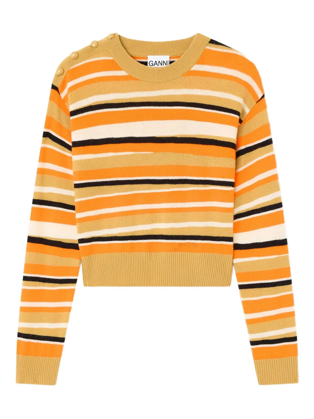 Полосатый свитер с пуговицами GANNI, желтый
Полосатый свитер с пуговицами GANNI, желтый