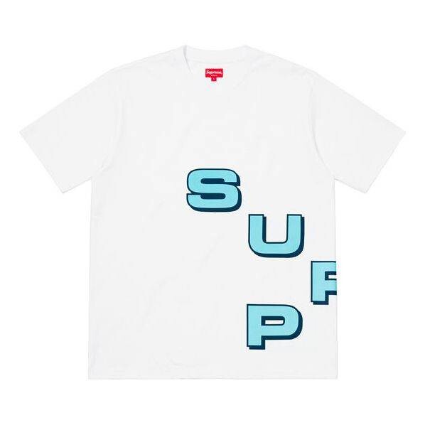 Футболка fw18 stagger tee white alphabet logo short sleeve Supreme, белый 
Футболка fw18 stagger tee white alphabet logo short sleeve Supreme, белый