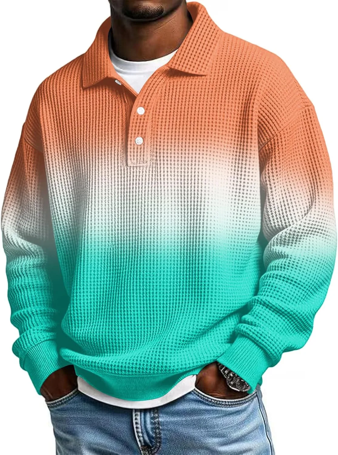 Мужская поло с длинным рукавом и отложным воротником, Casual, Relaxed Fit, Midweight, Textured Waffle Knit ZsaeSM
Мужская поло с длинным рукавом и отложным воротником, Casual, Relaxed Fit, Midweight, Textured Waffle Knit ZsaeSM