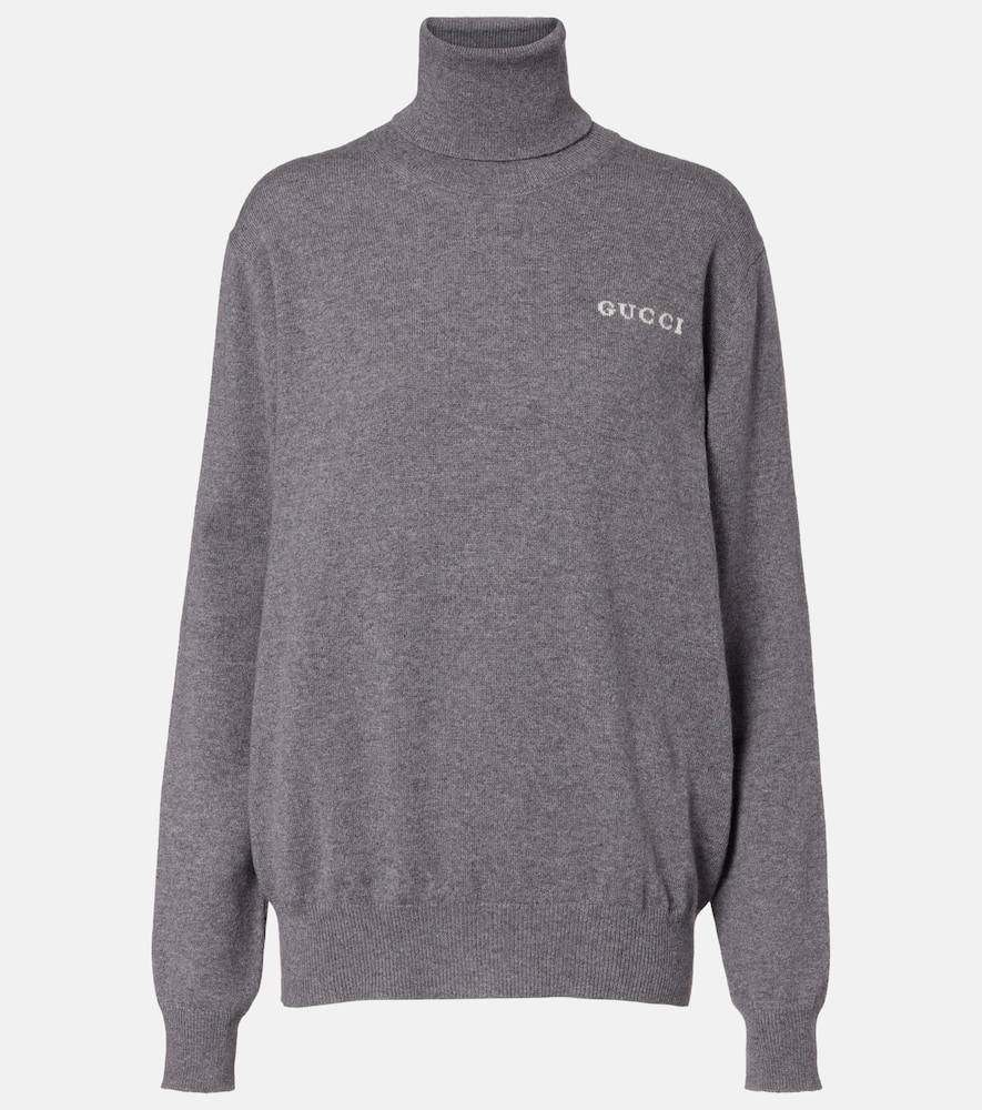 Кашемировый водолазный свитер Gucci, Cool Iron/White
Кашемировый водолазный свитер Gucci, Cool Iron/White