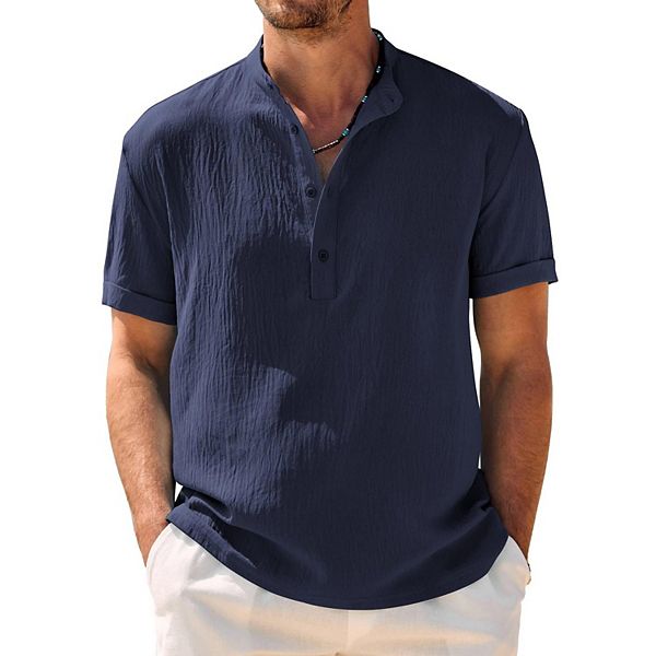 Мужская футболка henley с коротким рукавом для пляжа и летнего отдыха Coofandy, Navy Blue
Мужская футболка henley с коротким рукавом для пляжа и летнего отдыха Coofandy, Navy Blue