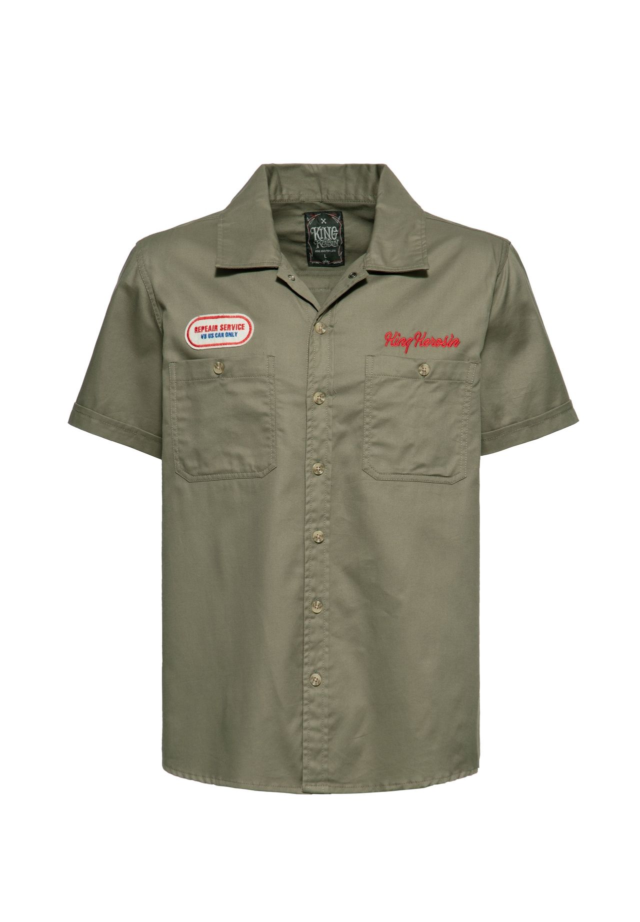Рубашка с короткими рукавами и нашивкой Speed Kings на спине KING KEROSIN, оливково-зеленый
Рубашка с короткими рукавами и нашивкой Speed Kings на спине KING KEROSIN, оливково-зеленый