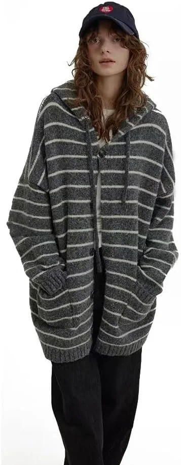 Полосатый кардиган-свитер, оверсайз на пуговицах, бежево-серый с карманами
Полосатый кардиган-свитер, оверсайз на пуговицах, бежево-серый с карманами