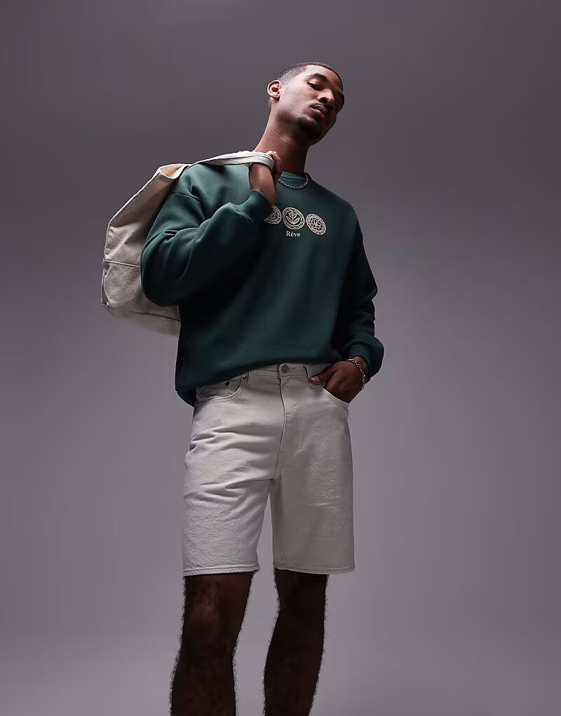 Свободные джинсовые шорты Levi's 468 цвета экрю 
Свободные джинсовые шорты Levi's 468 цвета экрю