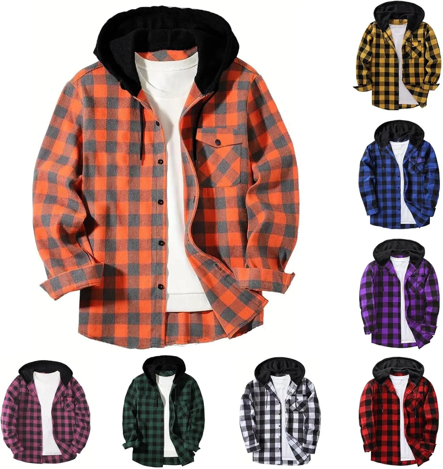 Мужская фланелевая рубашка-худи с карманом
Мужская фланелевая рубашка-худи с карманом