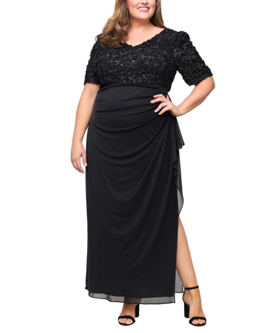 Платье большого размера с короткими рукавами, украшенное сутажем Alex Evenings, Black
Платье большого размера с короткими рукавами, украшенное сутажем Alex Evenings, Black