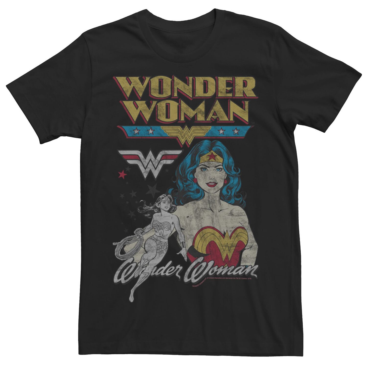 Мужская винтажная футболка Wonder Woman DC Comics, черный 
Мужская винтажная футболка Wonder Woman DC Comics, черный