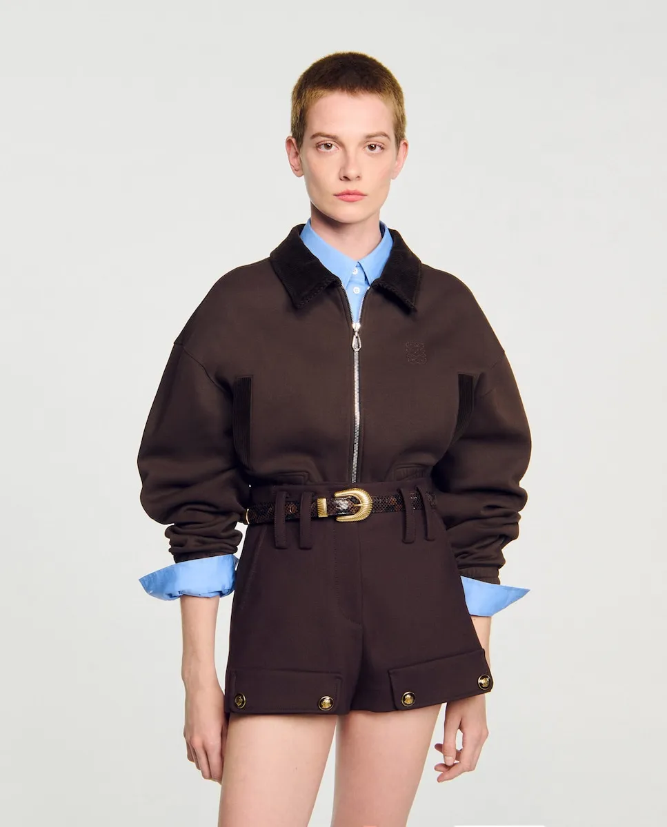 Женская короткая двухцветная толстовка Sandro, коричневый
Женская короткая двухцветная толстовка Sandro, коричневый