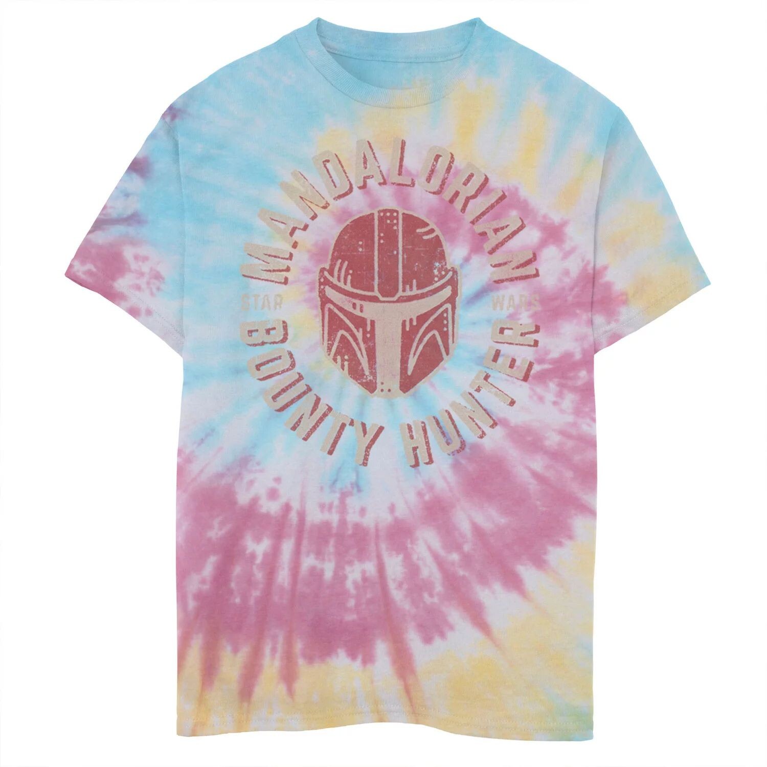 Футболка с рисунком «Тай-Дай» для мальчиков 8–20 лет, «Звездные войны, мандалорский шлем», футболка с рисунком Star Wars