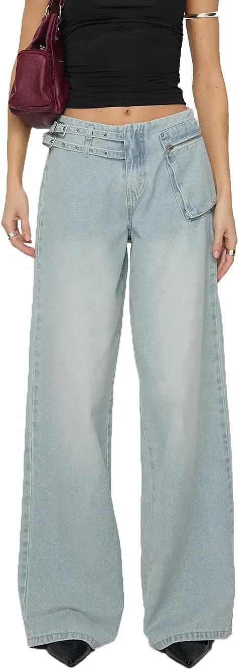 Джинсы Y2K женские винтажные с боковым ремнем Pivanzore
Джинсы Y2K женские винтажные с боковым ремнем Pivanzore