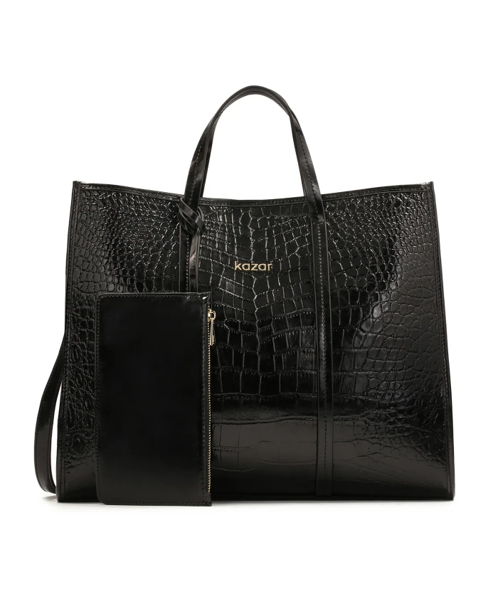 Большая кожаная сумка с экзотическим узором. Kazar, черный
Большая кожаная сумка с экзотическим узором. Kazar, черный
