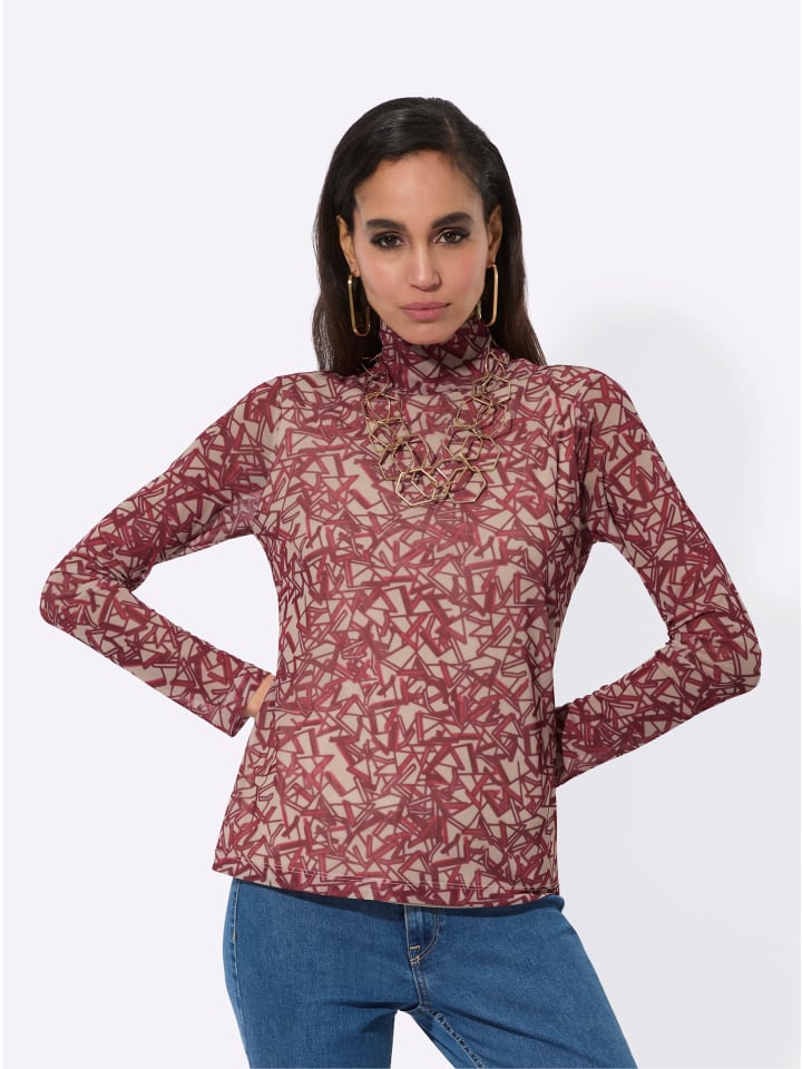 Рубашка с воротником-стойкой и принтом вишнево-песочного цвета creation L
Рубашка с воротником-стойкой и принтом вишнево-песочного цвета creation L