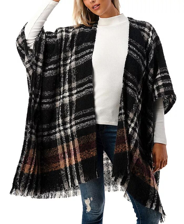 Женское кимоно с открытым передом в клетку и бахромой Marcus Adler, черный
Женское кимоно с открытым передом в клетку и бахромой Marcus Adler, черный
