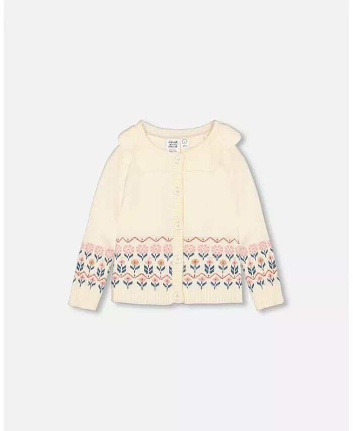 Жаккардовый вязаный кардиган для маленьких девочек Off-White с цветами Deux Par Deux, белый
Жаккардовый вязаный кардиган для маленьких девочек Off-White с цветами Deux Par Deux, белый