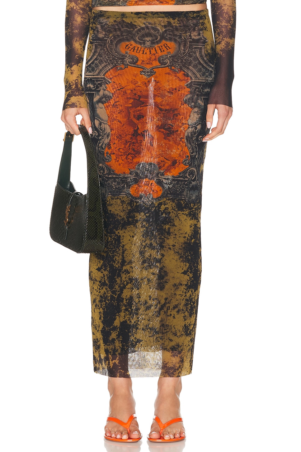 Юбка-медальон Long Skirt Jean Paul Gaultier, Black, Khaki, & Orange 
Юбка-медальон Long Skirt Jean Paul Gaultier, Black, Khaki, & Orange