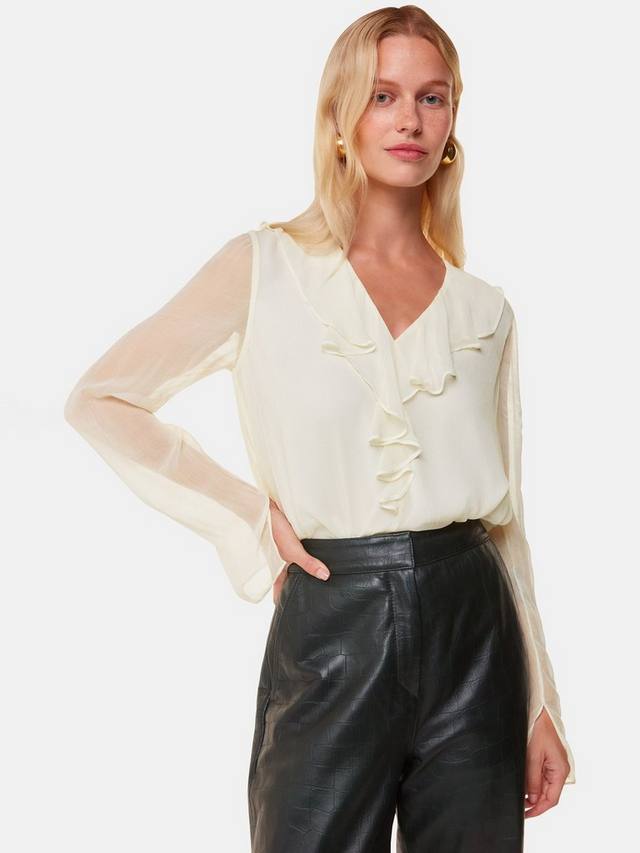 Блузка с рюшами на воротнике Whistles, слоновая кость
Блузка с рюшами на воротнике Whistles, слоновая кость