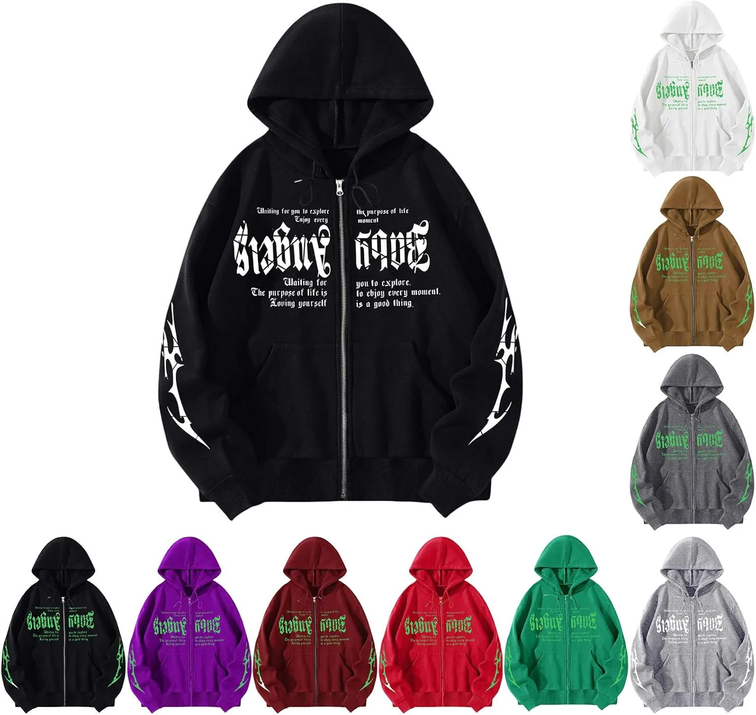 Y2k худи для мужчин full zip up с готическим принтом Wankang
Y2k худи для мужчин full zip up с готическим принтом Wankang