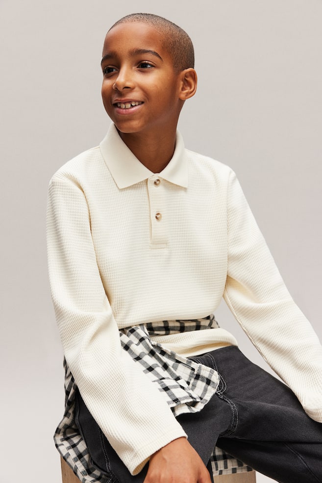 Рубашка поло из вафельного трикотажа H&M, бежевый
Рубашка поло из вафельного трикотажа H&M, бежевый