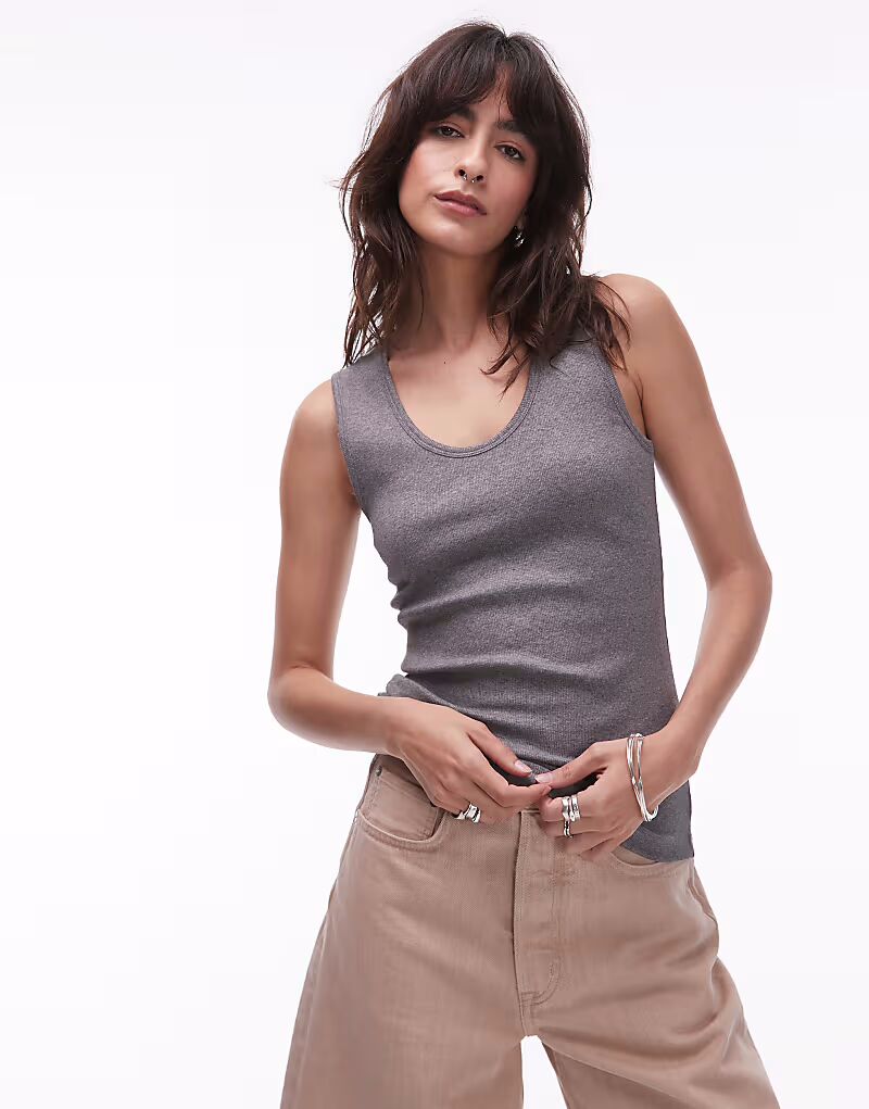 ARKET эластичный трикотажный топ в рубчик с круглым вырезом, серый меланж
ARKET эластичный трикотажный топ в рубчик с круглым вырезом, серый меланж