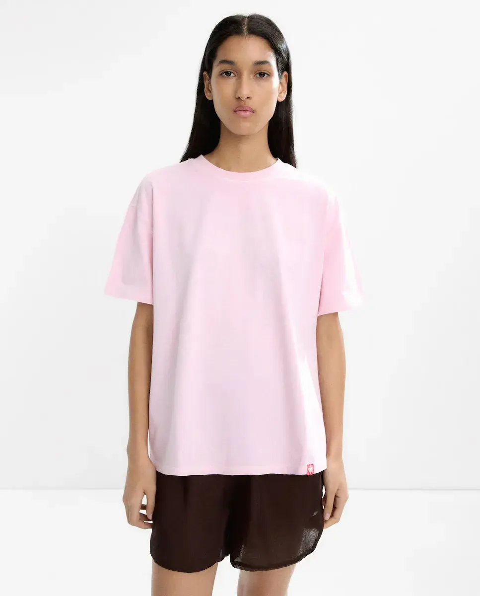 Женская однотонная футболка с короткими рукавами из 100% хлопка Parfois, розовый
Женская однотонная футболка с короткими рукавами из 100% хлопка Parfois, розовый