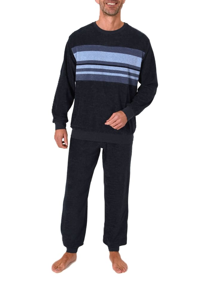 NORMANN Пижамный комплект из махровой ткани с длинными рукавами и манжетами, темно-синего цвета
NORMANN Пижамный комплект из махровой ткани с длинными рукавами и манжетами, темно-синего цвета