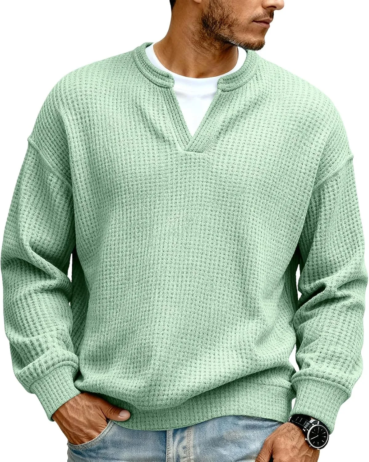 Мужская футболка-поло с длинным рукавом, Casual Waffle Knit, S-4XL
Мужская футболка-поло с длинным рукавом, Casual Waffle Knit, S-4XL