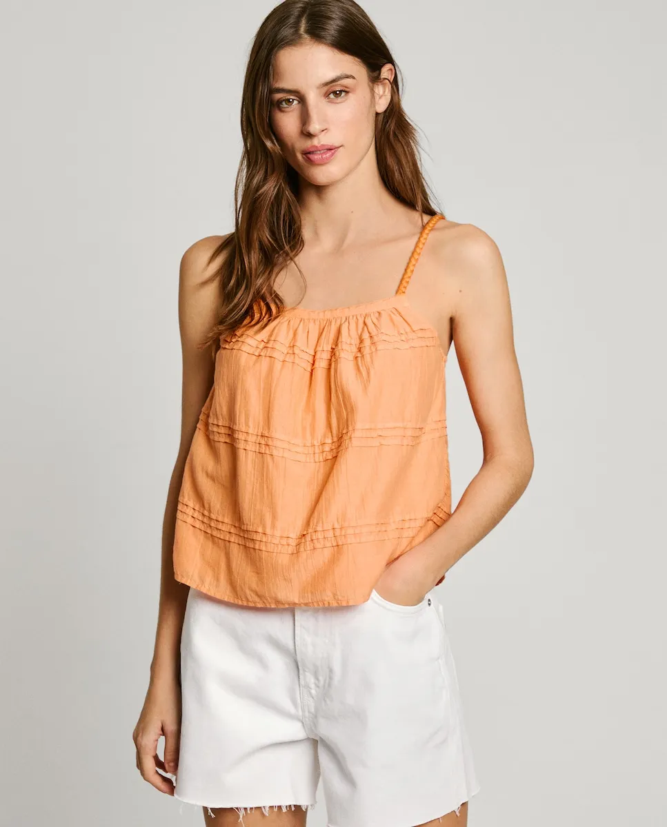 Женский струящийся топ с плетеными бретелями Pepe Jeans, оранжевый
Женский струящийся топ с плетеными бретелями Pepe Jeans, оранжевый